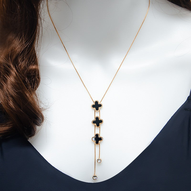 Wholesale Three-Dimensional Butterfly Tassel Pendant Necklace Titanium Steel Fashion Accessory for Party Gift accvip