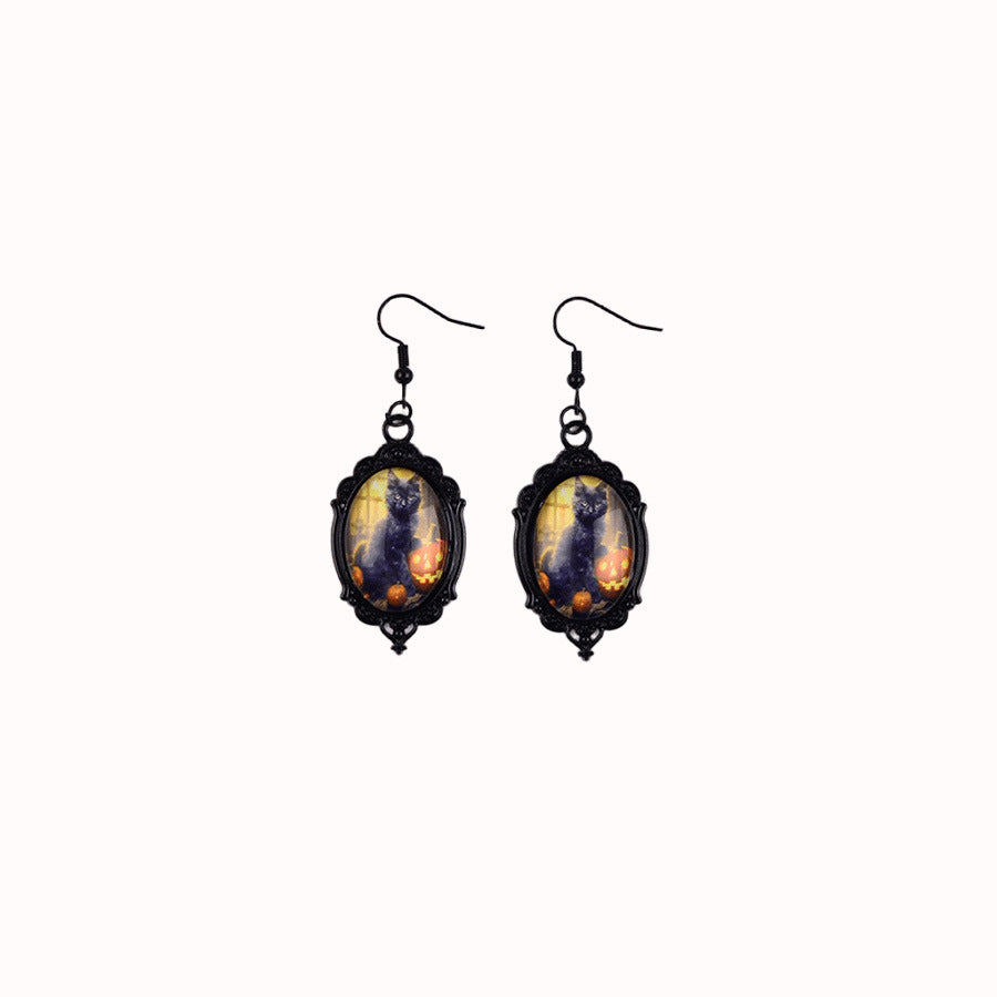 Wholesale  Pendant Earrings Ghost Pumpkin Dark Castle Design Zinc Alloy Electroplated Fashion Jewelry For Party Boutique Resale