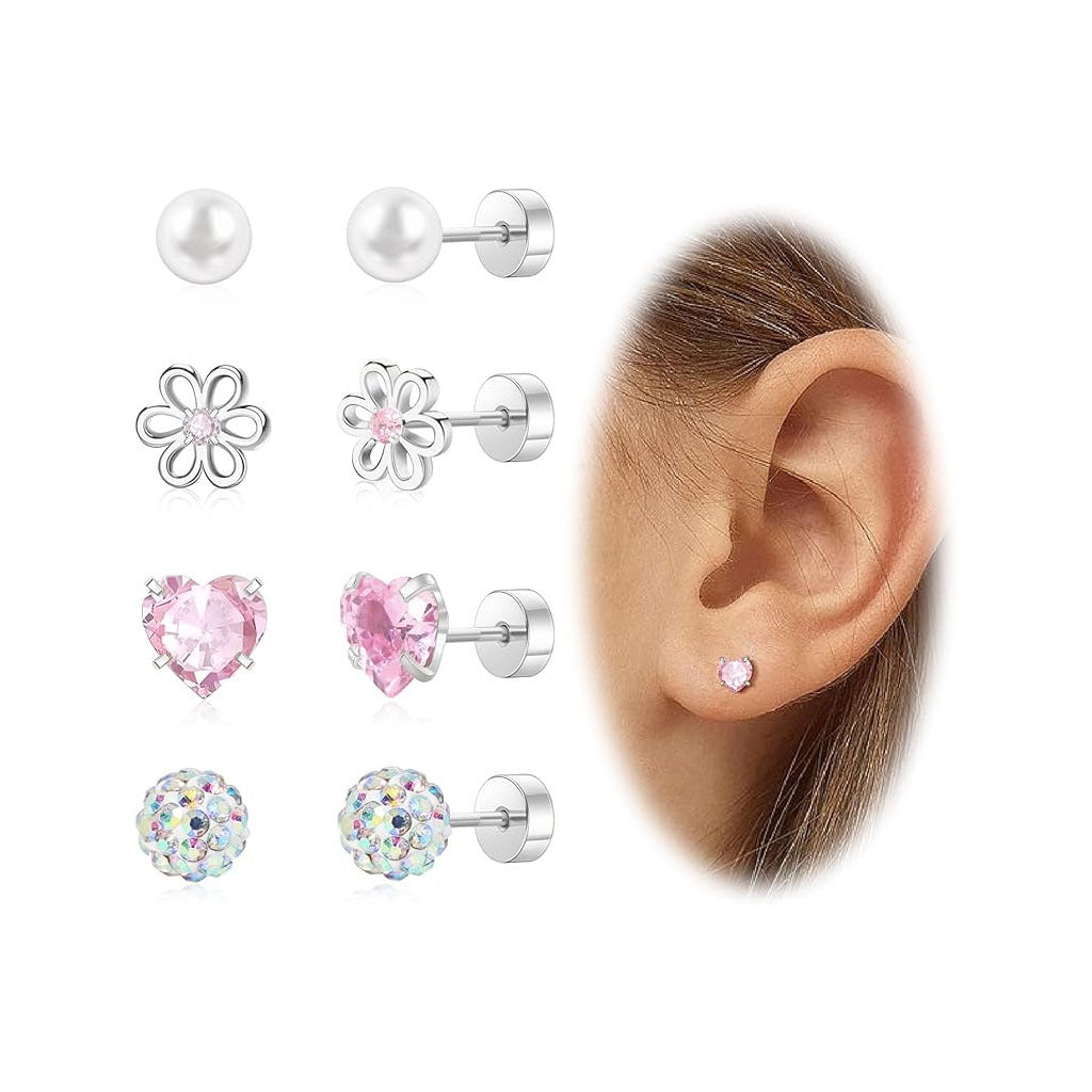 Wholesale Colorful Heart Shaped Threaded Flat Back Stainless Steel Cartilage Stud