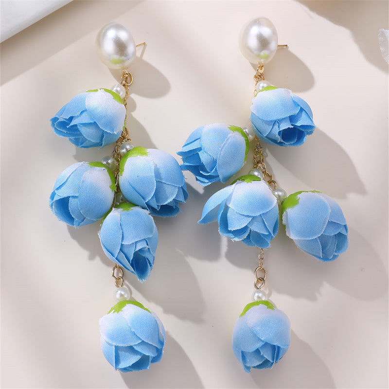 Wholesale  Long Elegant Fashion  Flower Earrings