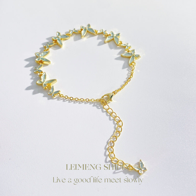 Wholesale Glaze Blue Butterfly Bracelet