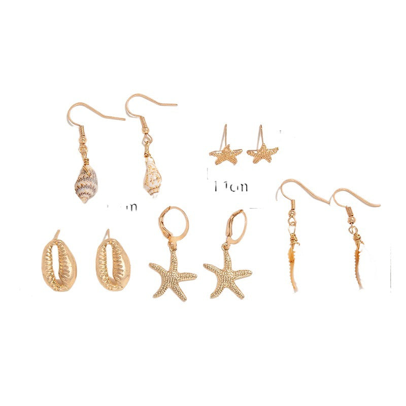 Wholesale Beach Style Shell Star Conch Starry Earrings