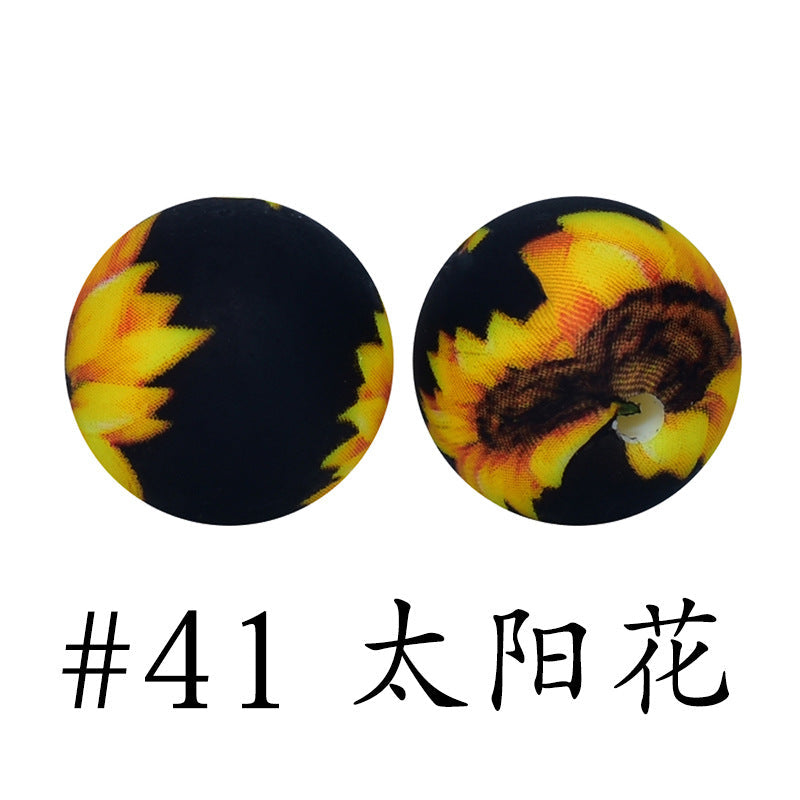 Wholesale 50pcs 15mm Sunflower Silicone Round Beads DIY Bead Accessories ACC-BDS-HeSheng007