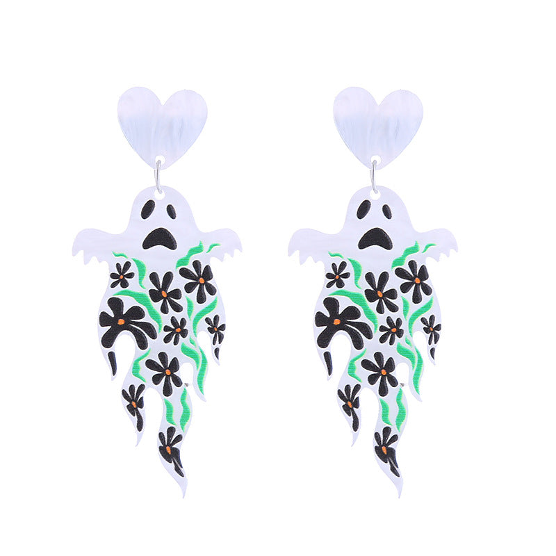 Wholesale  Acrylic  Earrings Pumpkin Skull Ghost Halloween Earrings
