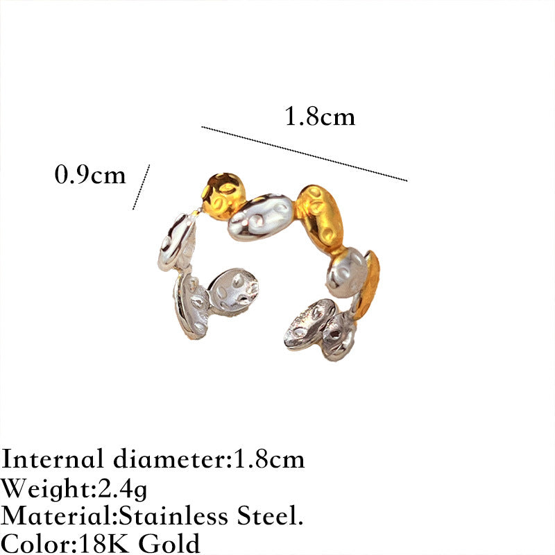 Wholesale Titanium Steel Ring for Women Non-Fading  Hammered Texture Metal Style Wide Stainless Steel Open Ring