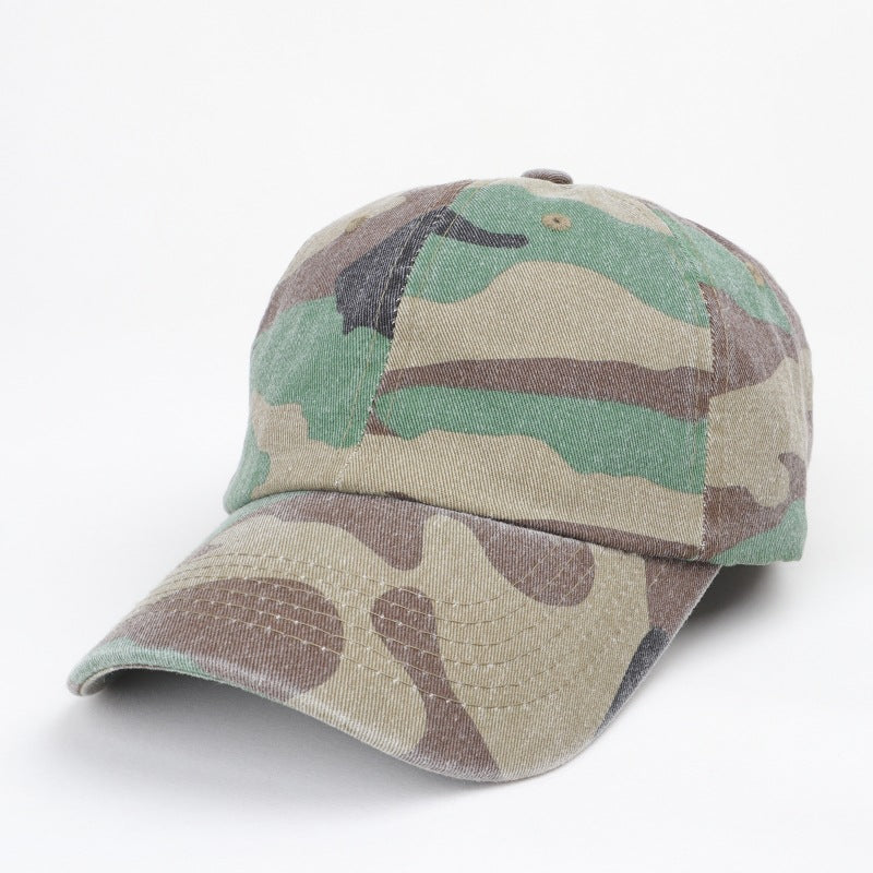 Wholesale Cotton Washed Hat Denim Camouflage Curved Brim Baseball Cap ACC-HT-LueLan016