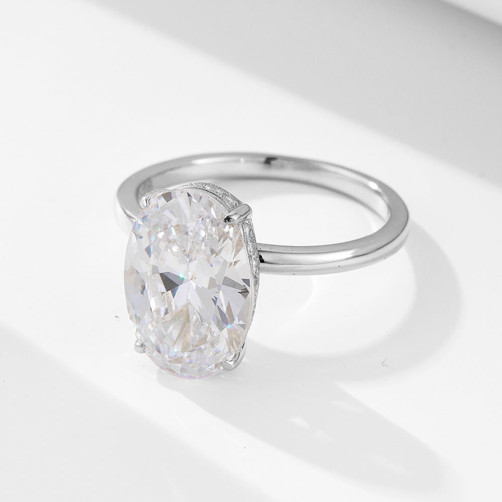 Wholesale Sterling Silver Ring Set With Egg Shaped Zircon Geometric Style Everyday Wear Jewelry Accessory