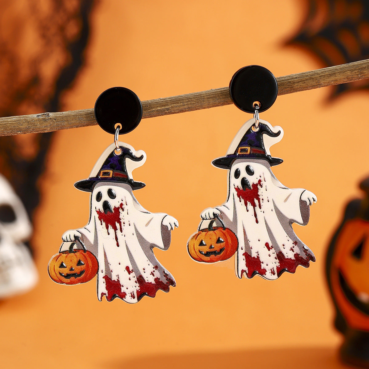 Wholesale  Ghost Pumpkin Earrings Dangle Drop Jewelry Accessory for Party Boutique Resale