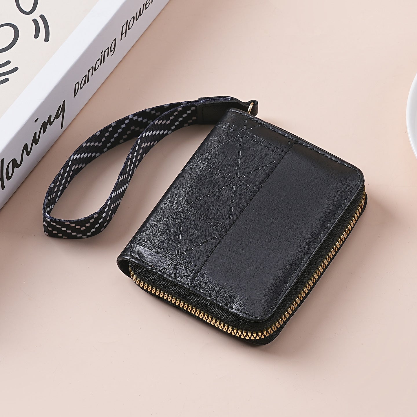 Wholesale Color Blocking PU Zip Wallet Stylish Card Case Coin Purse Unisex Gift Boutique Resale