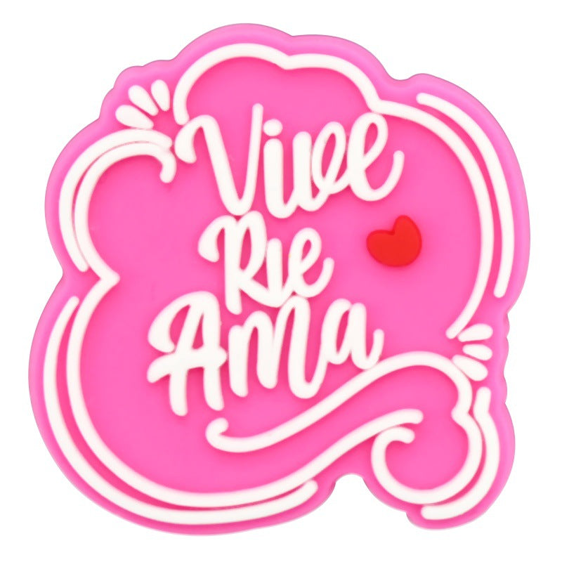 Wholesale  Random 100pcs Colorful Spanish phrase series PVC Soft Rubber Shoe Buckle Decoration
