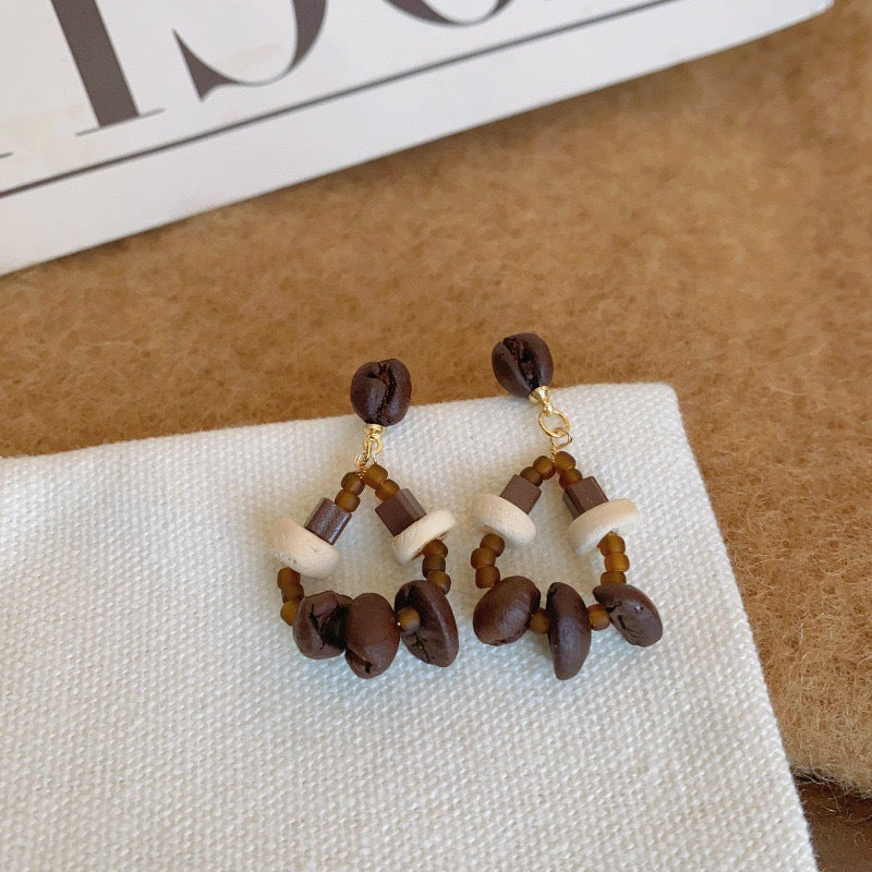 Wholesale Stylish Wooden Geometric Earrings Handmade New Chinese Style Fashion Accessory