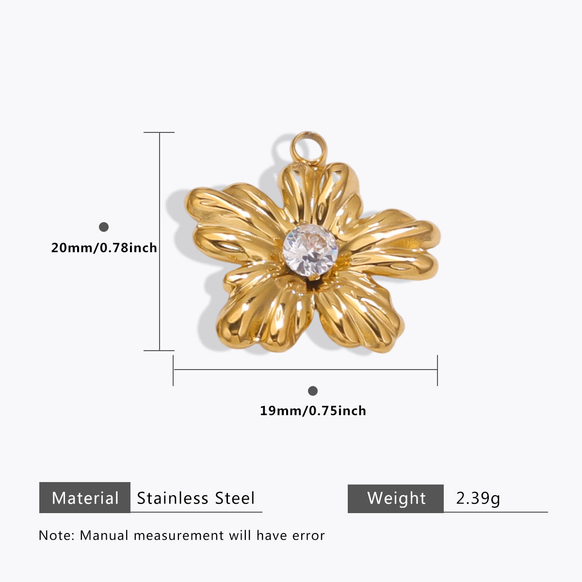 Wholesale 5pcs Stainless steel 18K vacuum plating color  flower pendant