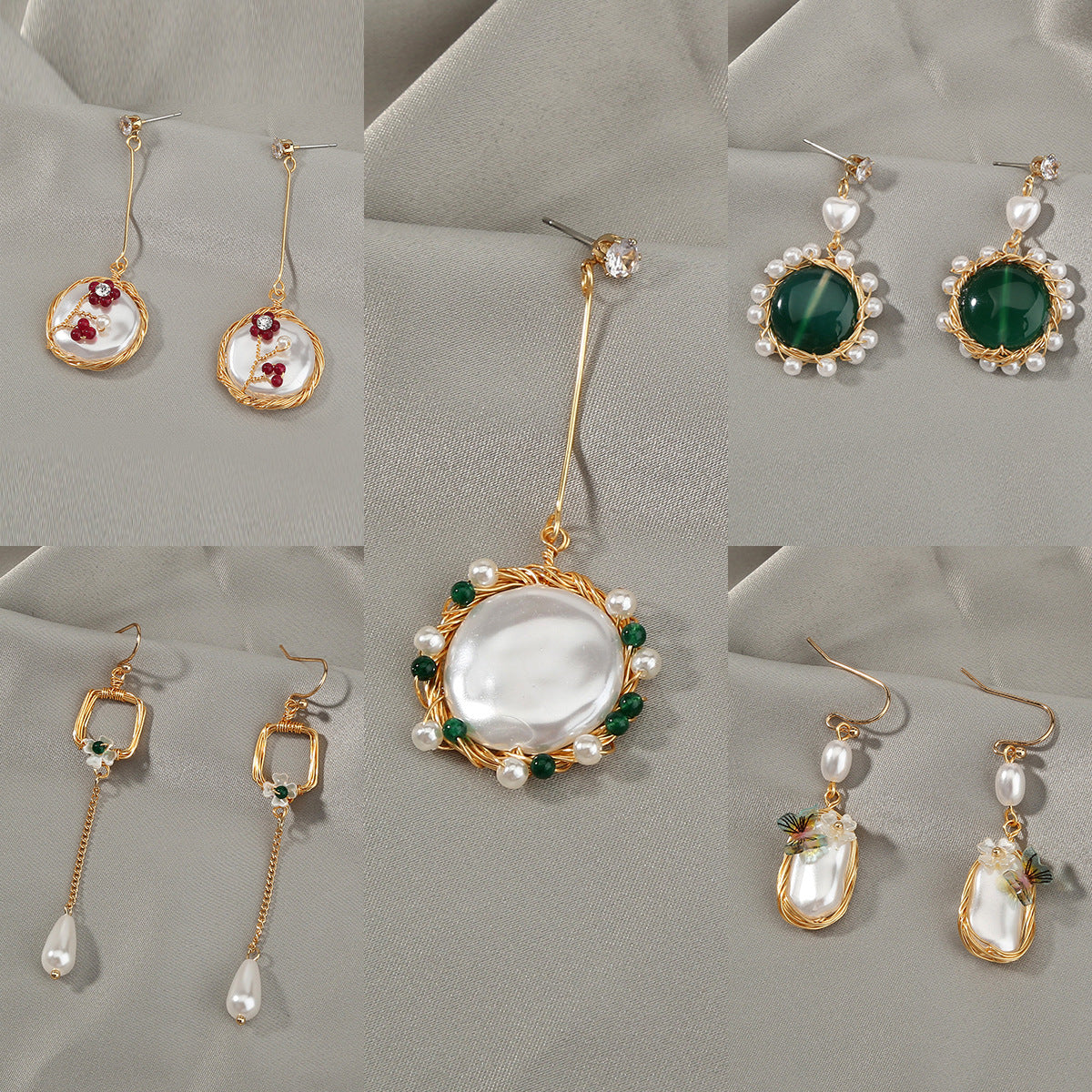 Wholesale Handmade Winding  Pearl Earrings  Long Tassel Butterfly Flower Earrings