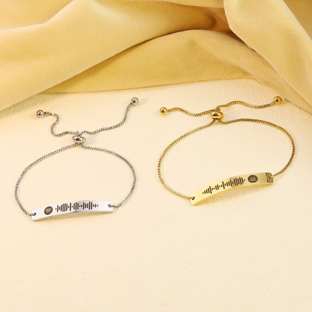 Wholesale Gradient Audio Track Adjustable Bracelet Stainless Steel Bracelets DIY Bracelets ACC-BT-BDNS001