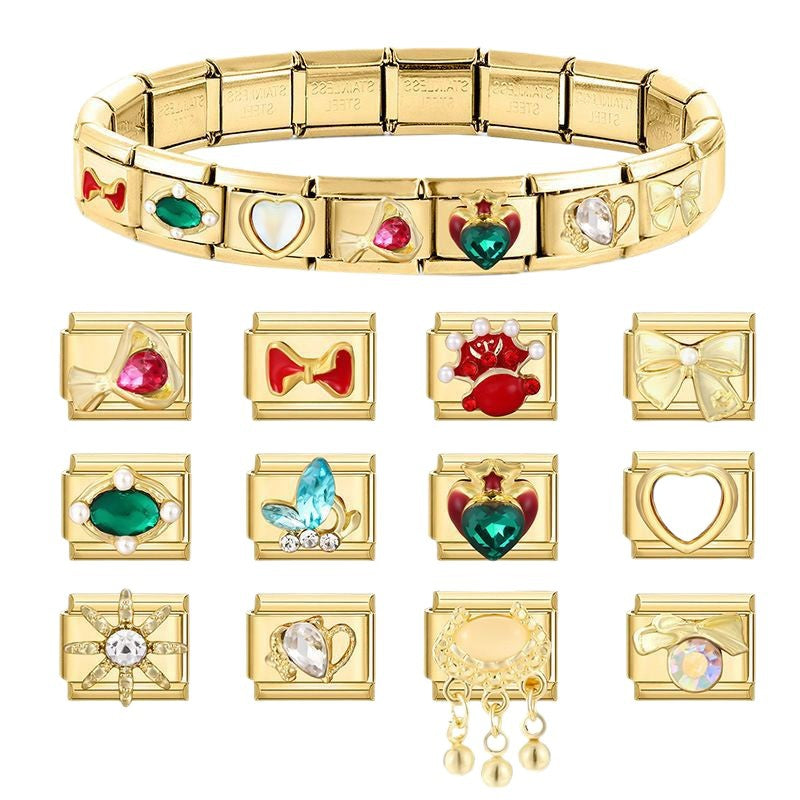 Wholesale Italian Charm Bracelet 9mm DIY Splicing Gold  Stainless Steel Composable Bracelet