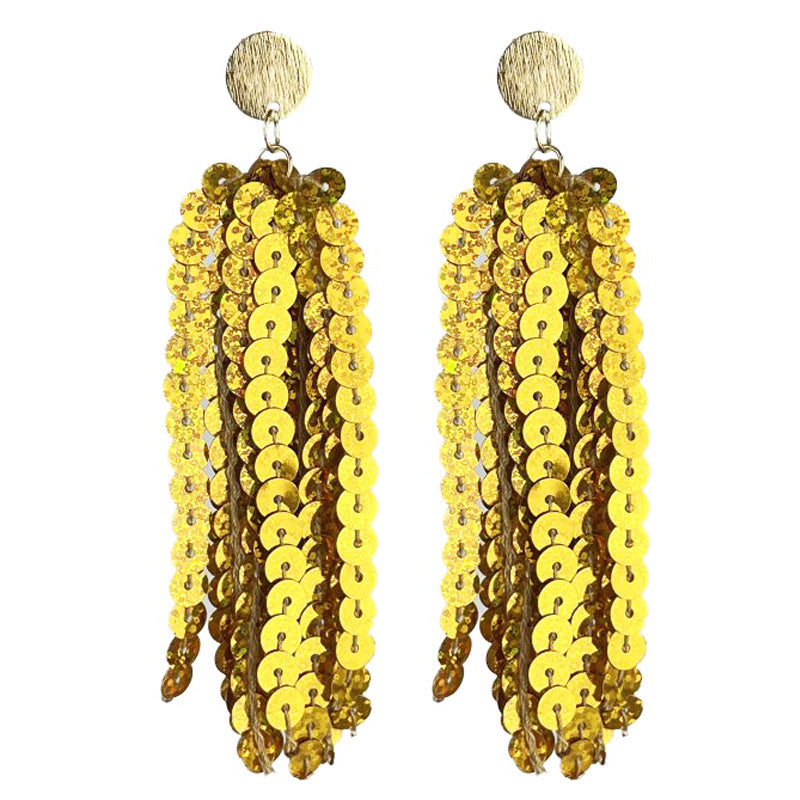 Wholesale 2 pairs/pack St. Patrick's Green Sparkling Tassel Metal Stud Earrings ACC-ES-HY225