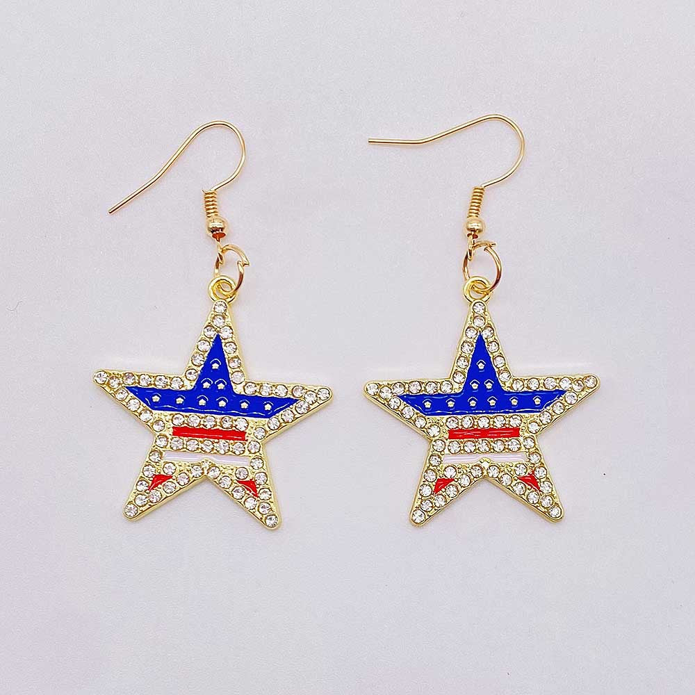 Wholesale American Independence Day Heart Pentagram Cross Earrings ACC-ES-CY011