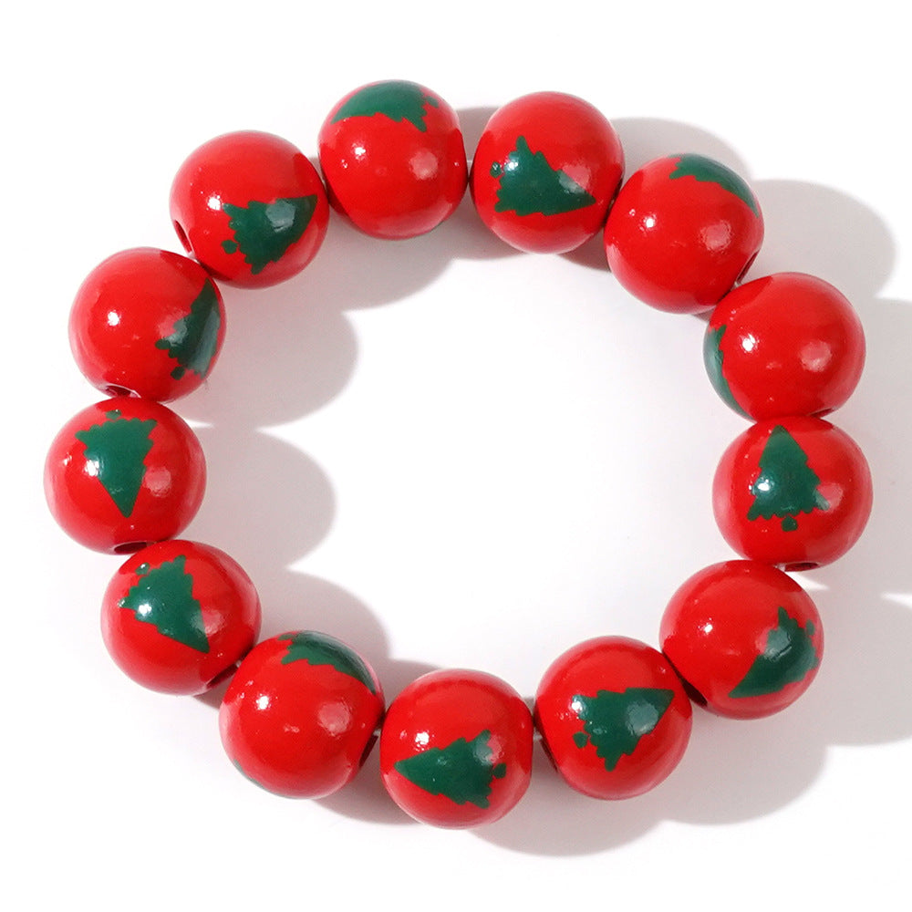 Wholesale  ghost face white background printed wooden bead elastic bracelet