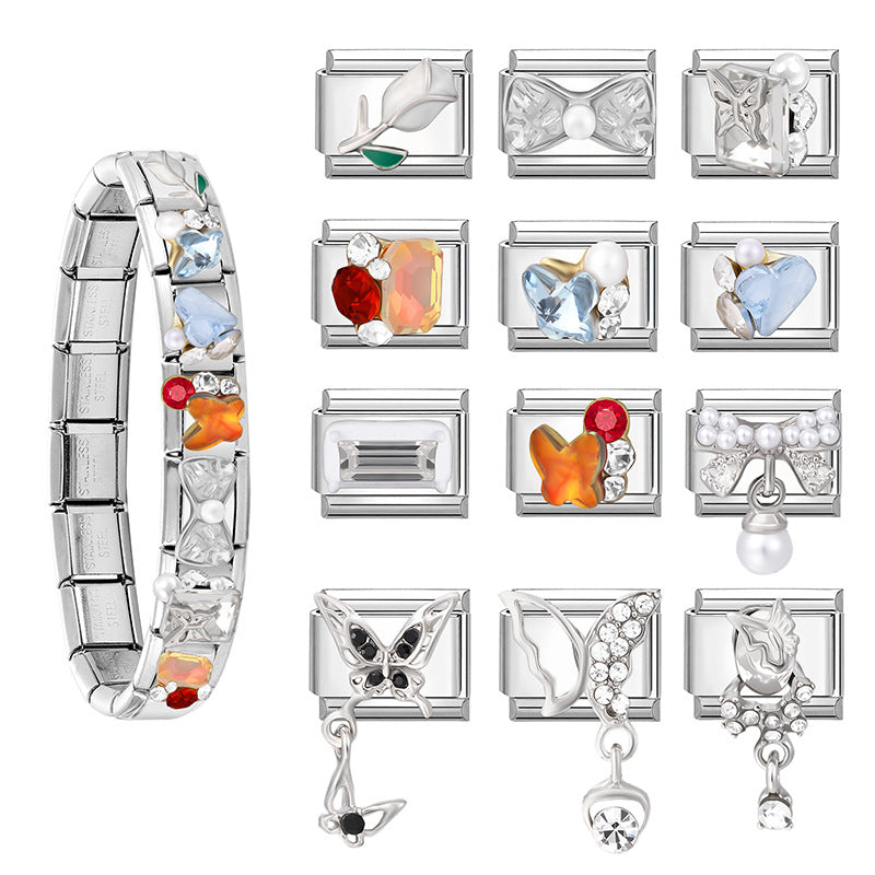 Wholesale Italian Charm Bracelet 9mm DIY Splicing Cute Creative Stainless Steel Composable Bracelet