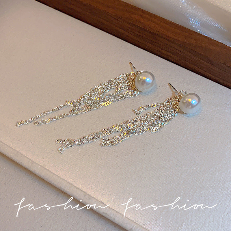 Wholesale  Pearl Tassel Earrings Light Luxury  Long Earrings