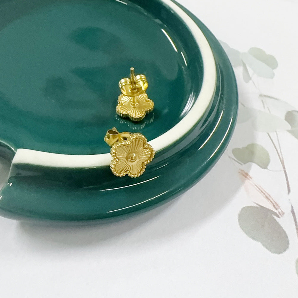 Wholesale 9MM Titanium Steel Five-leaf Clover Bracelet Earrings Necklaces ACC-BT-QianHui006