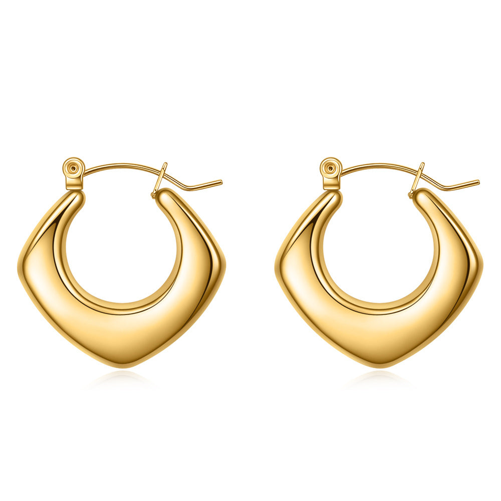 Wholesale Titanium Steel Earrings Geometric U-shaped Striped Vintage Minimalist Earrings ACC-ES-ZhongZhe004