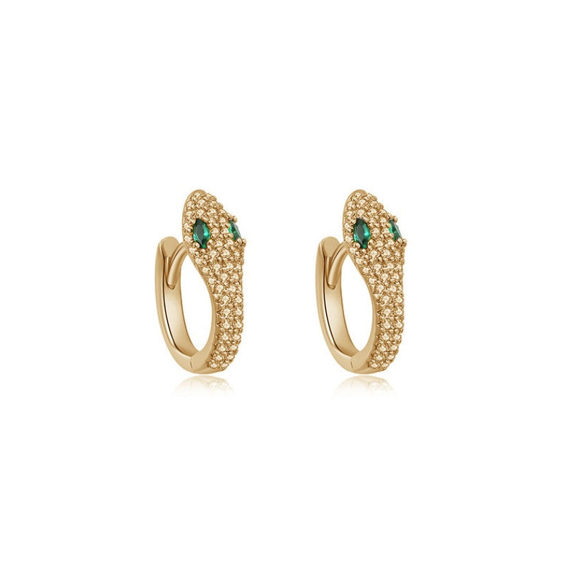 Wholesale light luxury snake-shaped micro-inlaid zircon earrings