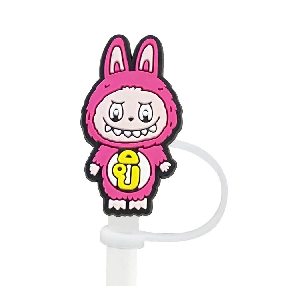 Wholesale Random 100pcs Cute Cartoon 10mm PVC Soft Straw Tube Cap