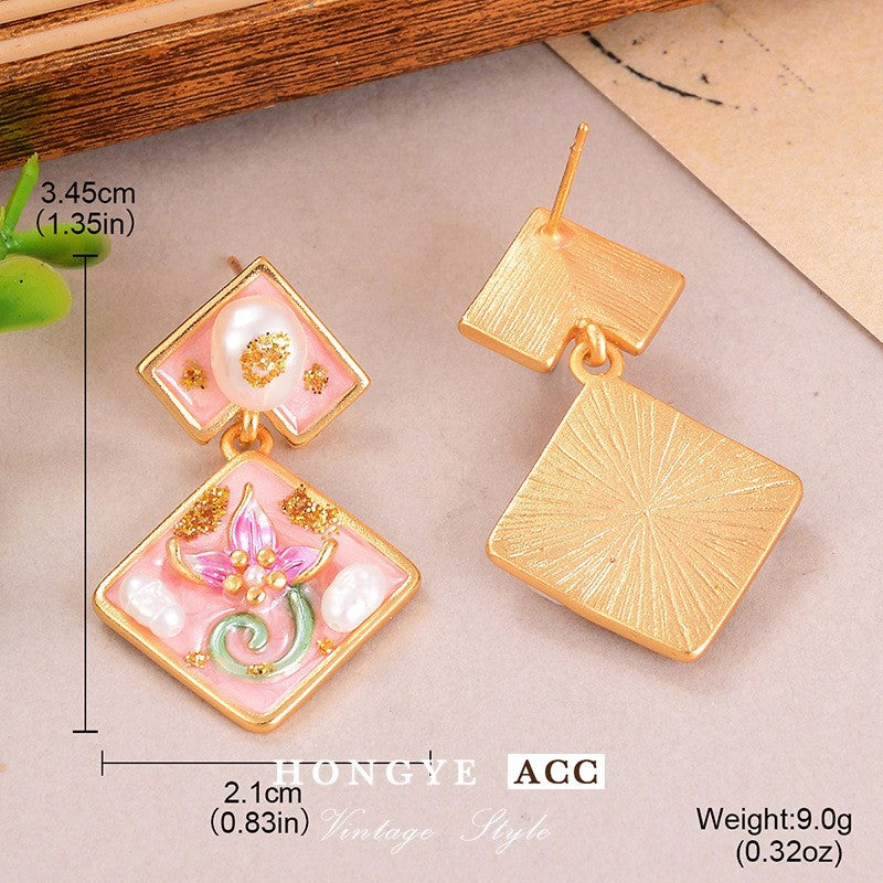 Wholesale Natural Pearl Rose Heart Shaped Earrings