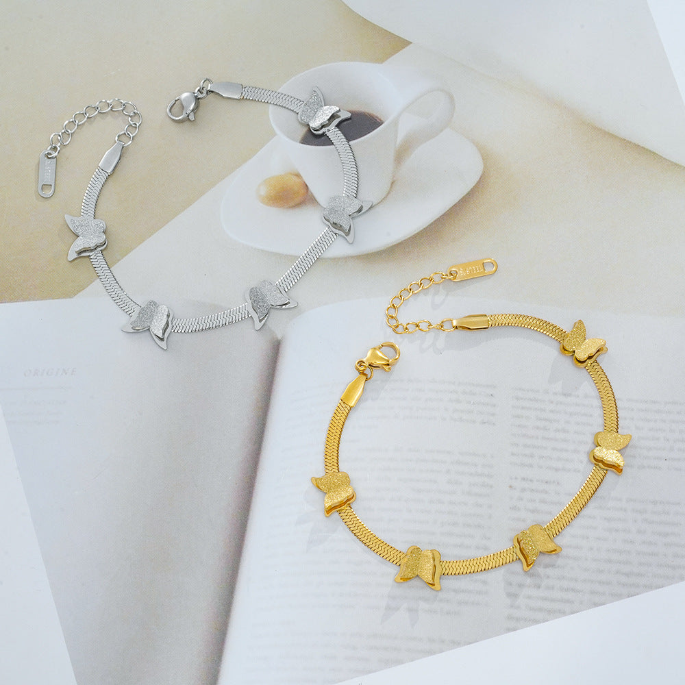 Wholesale Titanium Steel Butterfly Snake Bone Chain Bracelet Fashion Accessory Boutique Resale