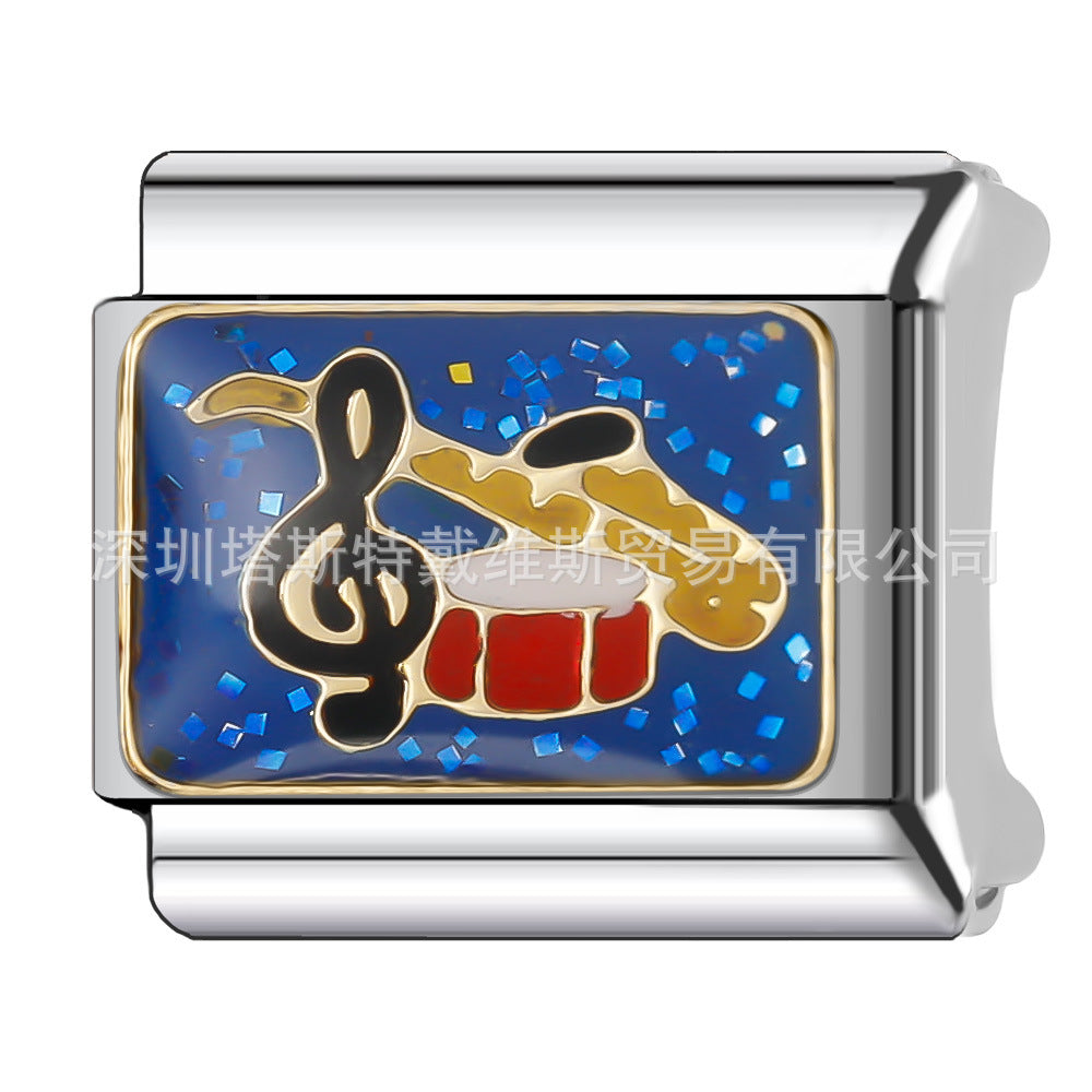 Wholesale 9mm Italian Charm Starter Bracelets DIY square Single Section Creative Stainless Steel Composable Bracelet