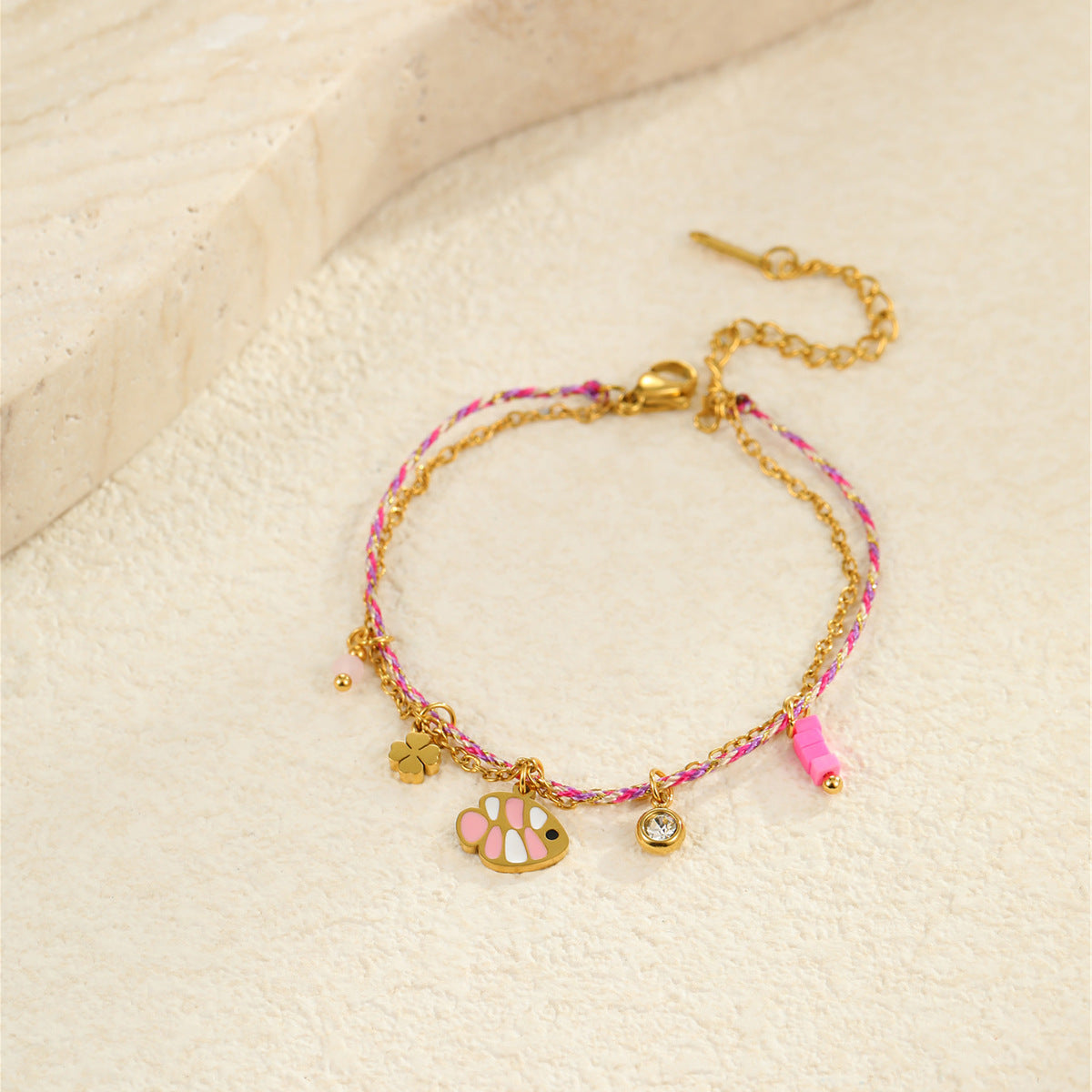 Wholesale  Ocean Braided Rope Bracelet Stainless Steel Plated 18K Gold Bracelet