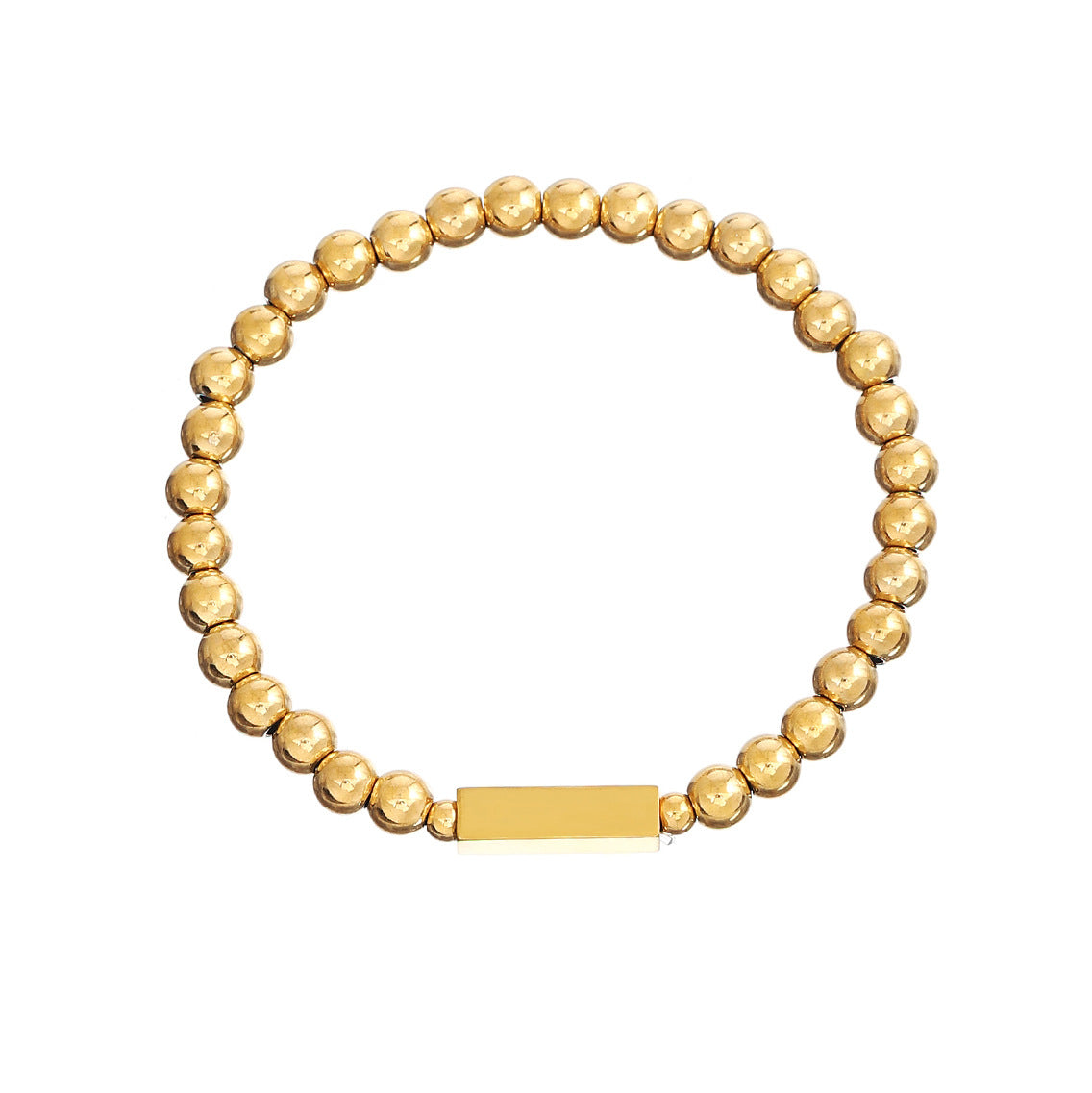 Wholesale  18K gold vacuum plating stainless steel square beaded bracelet