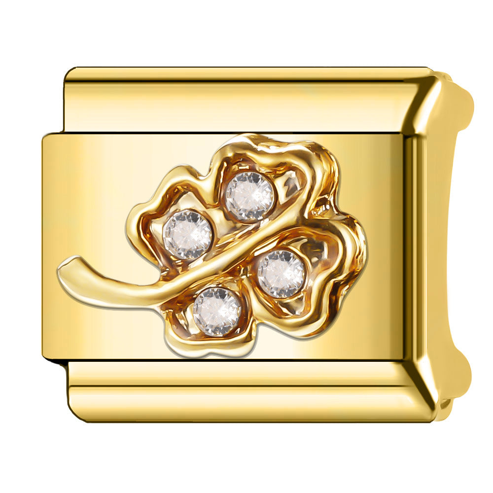 Wholesale Italian Charm Bracelet 9mm DIY Splicing Gold Plated Series Stainless Steel Composable Bracelet