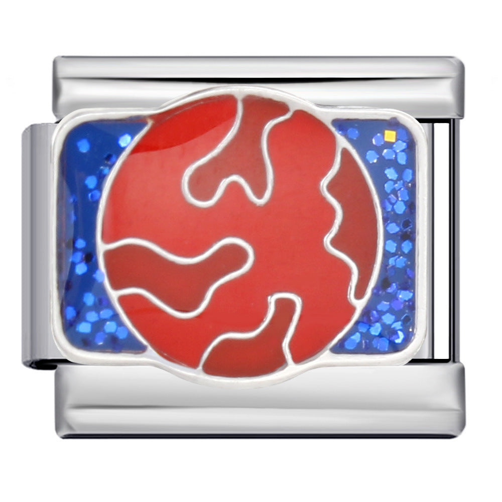 Wholesale Italian Modular Stainless Steel Welding Oil Drop Pattern DIY Bracelet