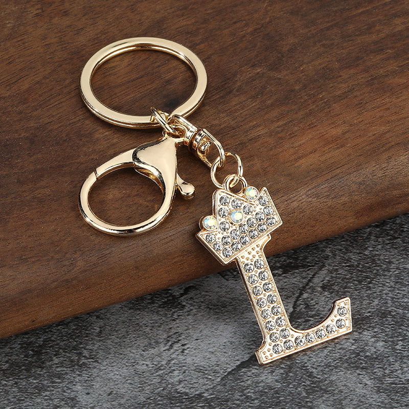 Wholesale Zinc alloy flash drill letter keychain