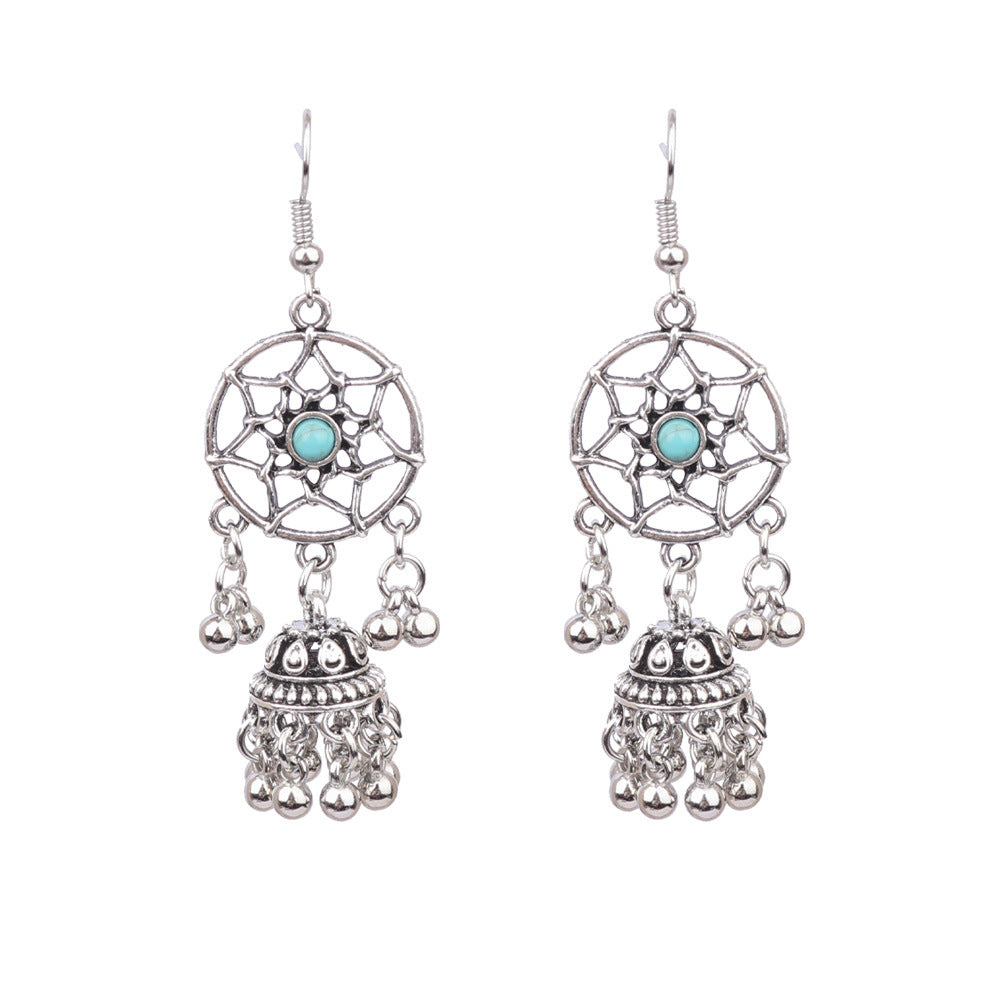 Wholesale Tribal Long Bell Tassel Earrings Alloy Jewelry Accessory for Resale