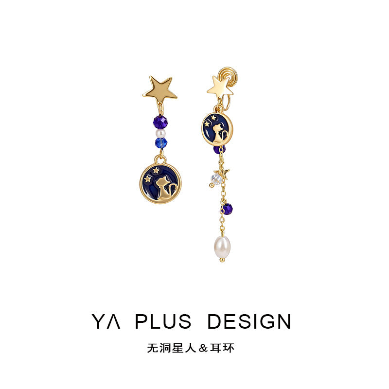Wholesale Cat Star Tassel Clip-On Earrings Fashion Accessory Boutique Resale