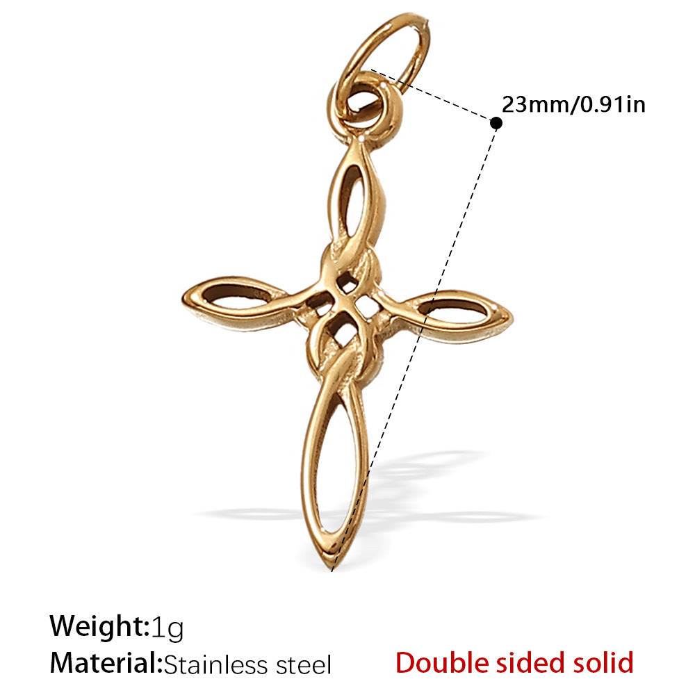 Wholesale Irregular Cross-Shaped DIY Stainless Steel Pendant Full Diamond Jewelry Accessories Necklace Zircon Diamond Inlaid