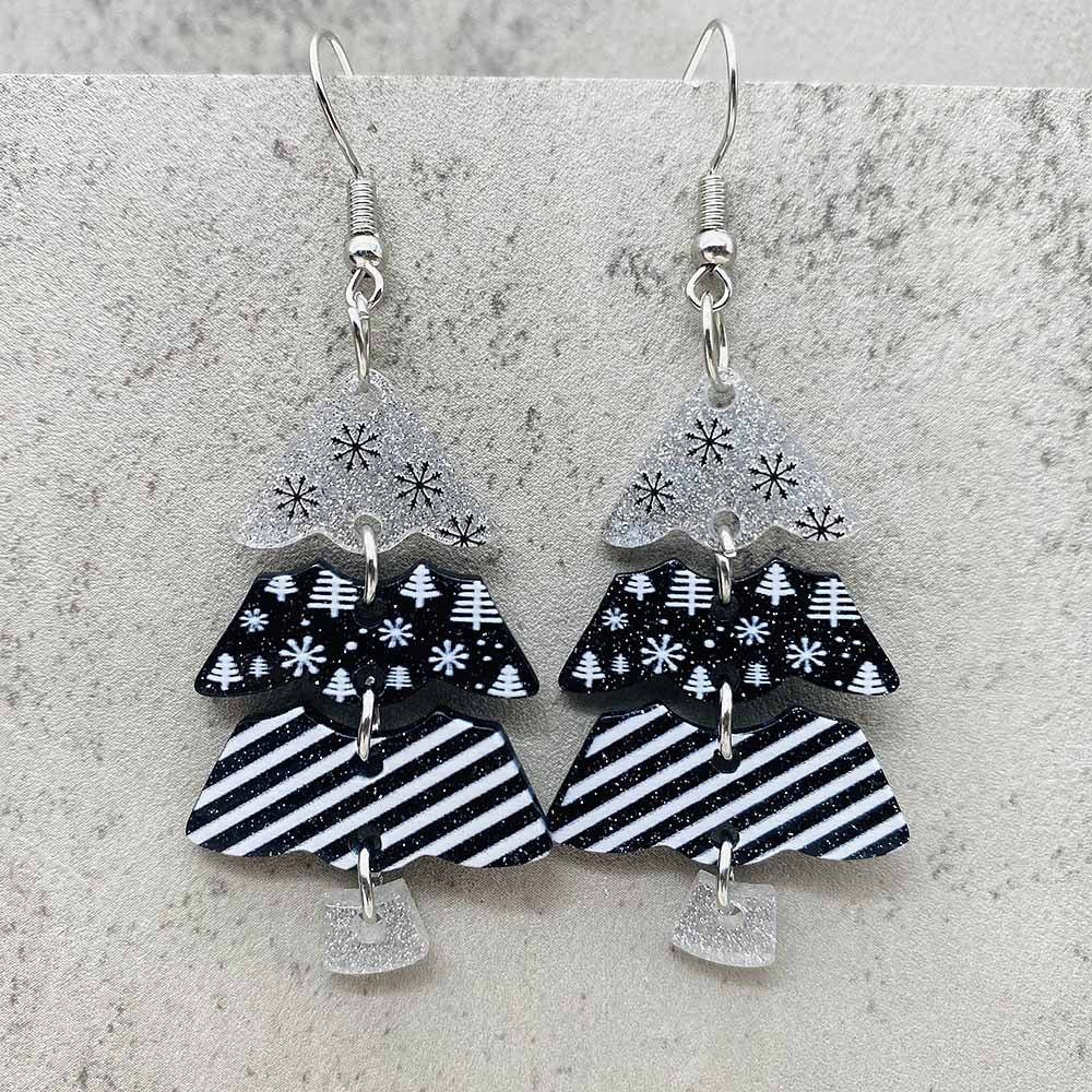 Wholesale Christmas Stitching Christmas Tree Acrylic Earrings ACC-ES-ChenY064