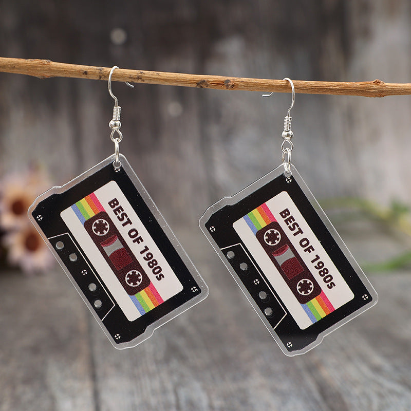 Wholesale Retro Acrylic Printed Letter Earrings - Fashion Accessory for Party and Everyday Wear
