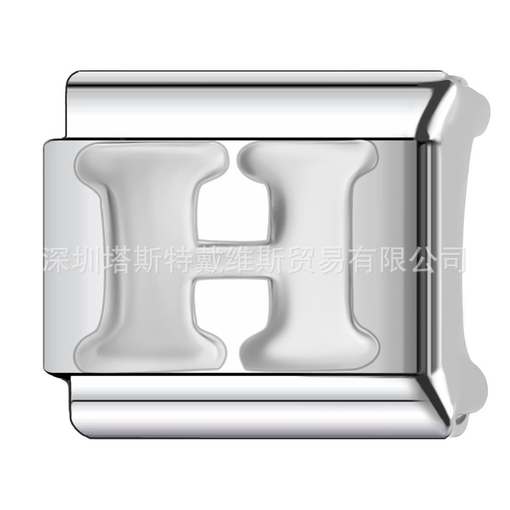 Wholesale 9mm Italian Charm Starter Bracelets DIY square Single Section Creative Stainless Steel Composable Bracelet