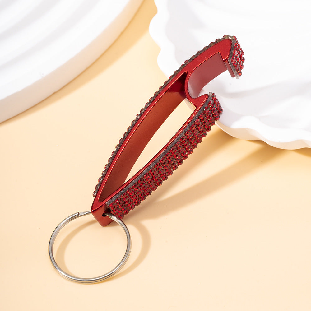 Wholesale Diamond-studded multifunctional beer bottle opener keychain
