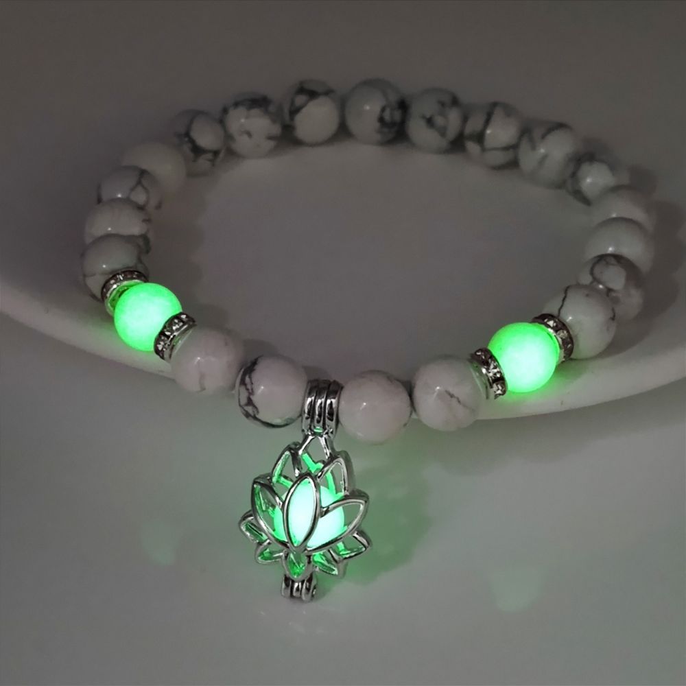 Wholesale  White Turquoise Luminous Lotus Bracelet