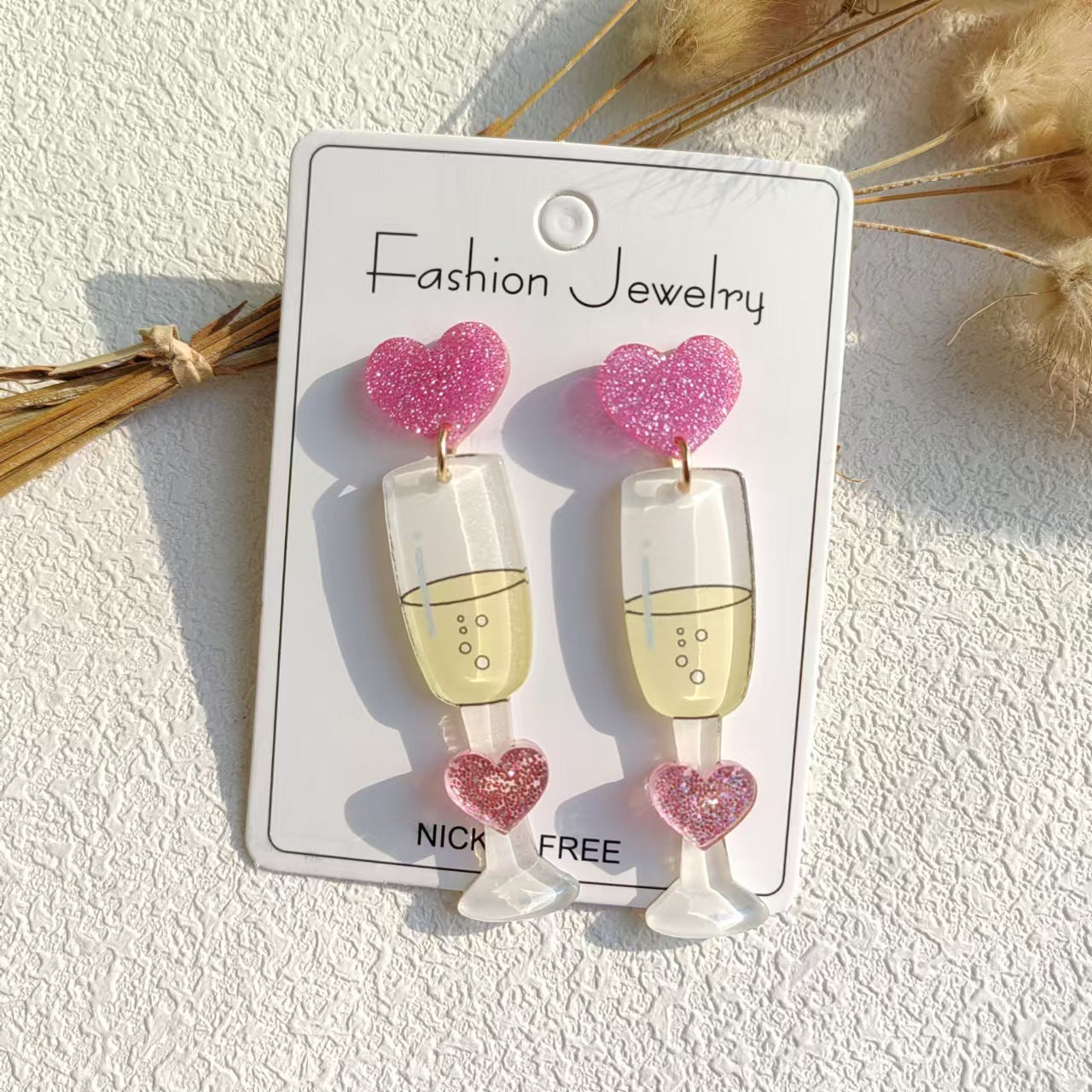 Wholesale Acrylic Valentine's Day Love Red Wine Cup Cute Pendant Earrings