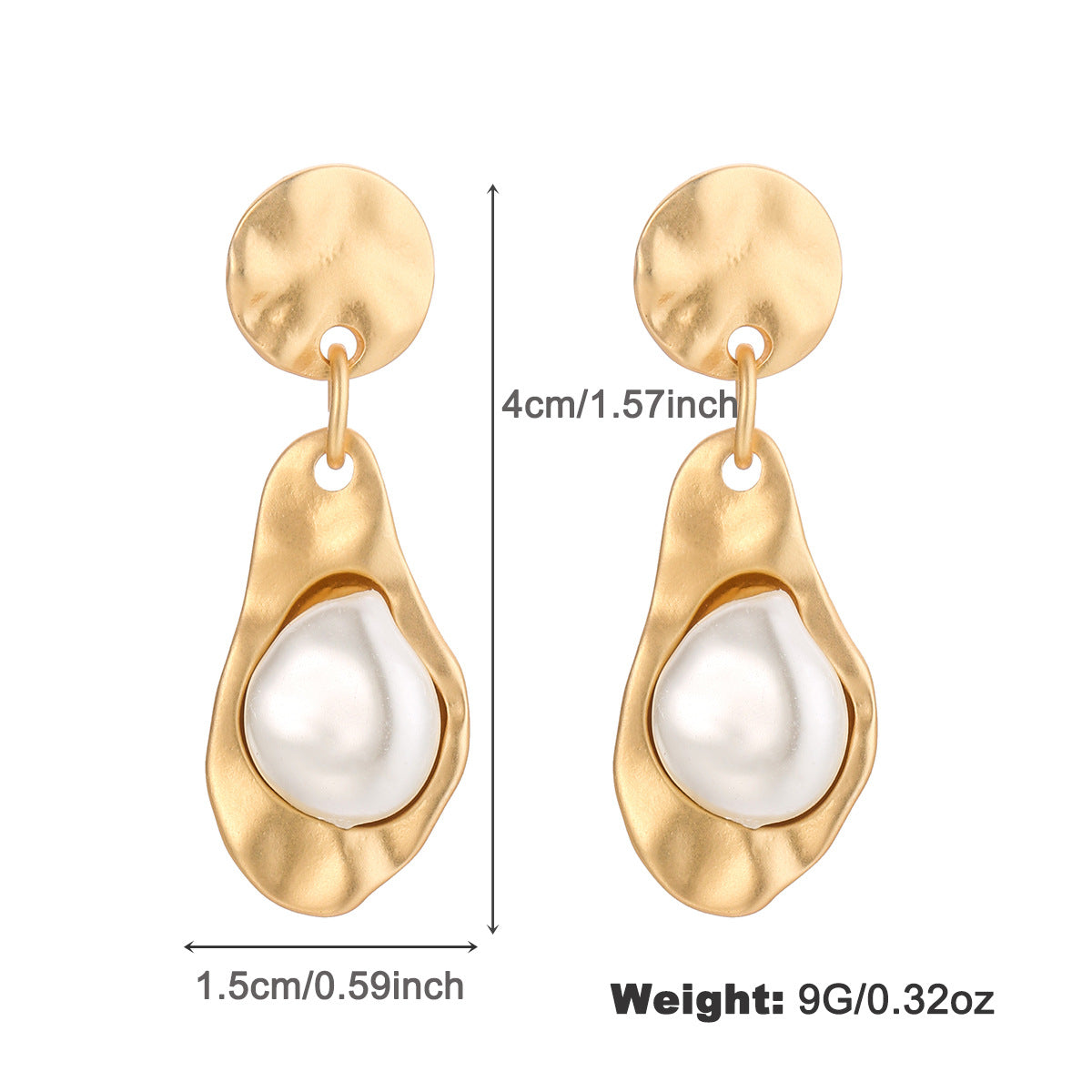 Wholesale Pearl Covered Gold Edge Zinc Alloy Earrings