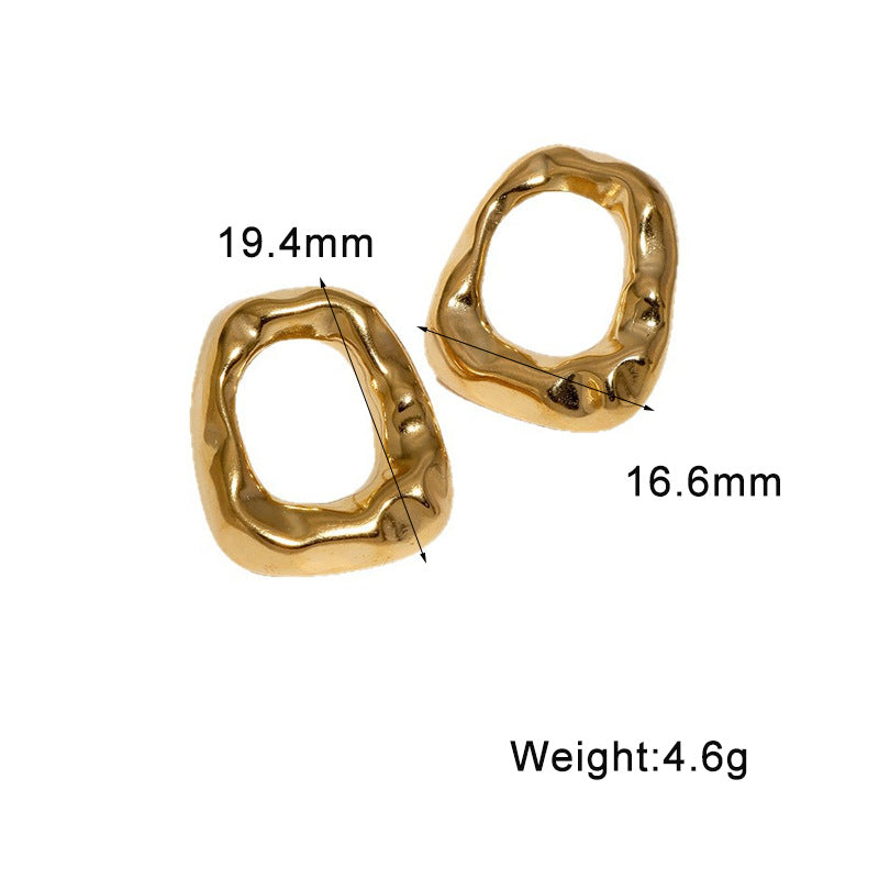 Wholesale Gold Plated Stainless Steel Geometric Irregular Earrings Minimalist Hollow Out Trendy Jewelry Accessory For Party Gift Boutique Resale