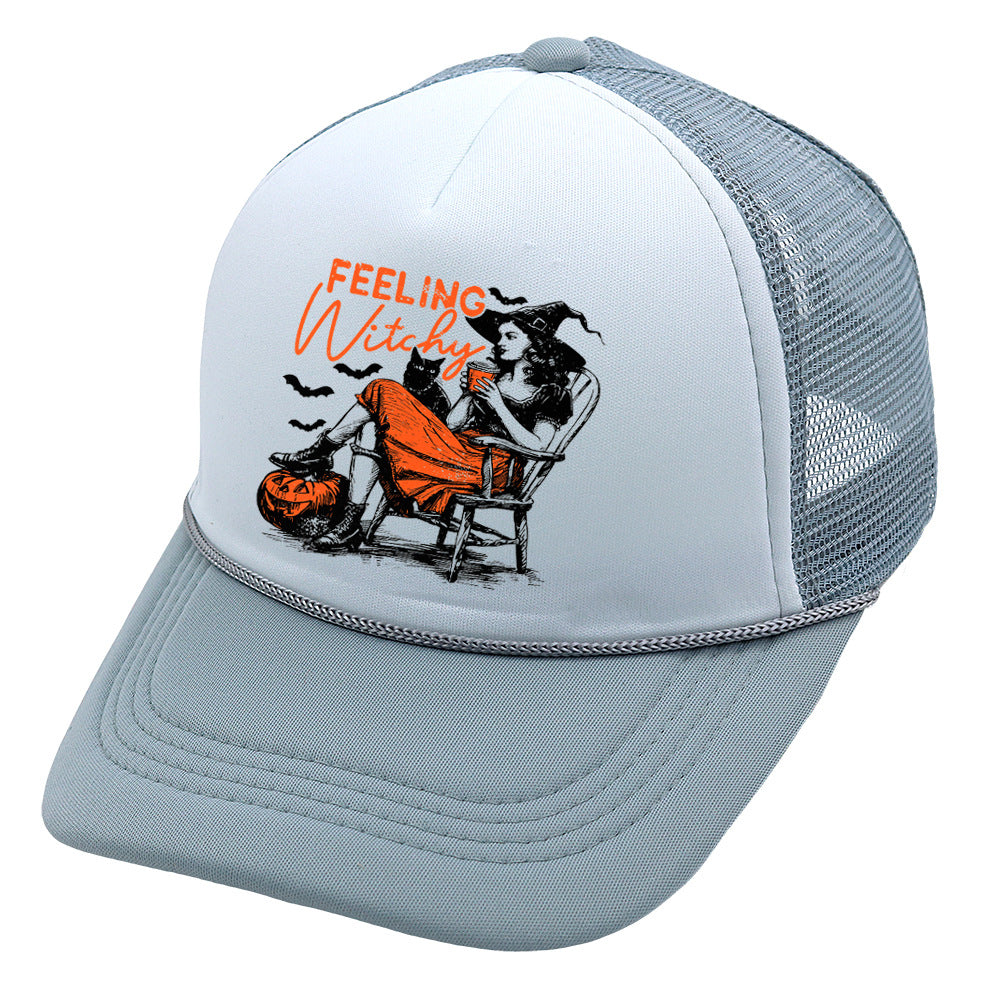 Wholesale Trucker Hat Halloween Pumpkin Witch Baseball Cap Printed Mesh Cap ACC-HT-HaiPu014