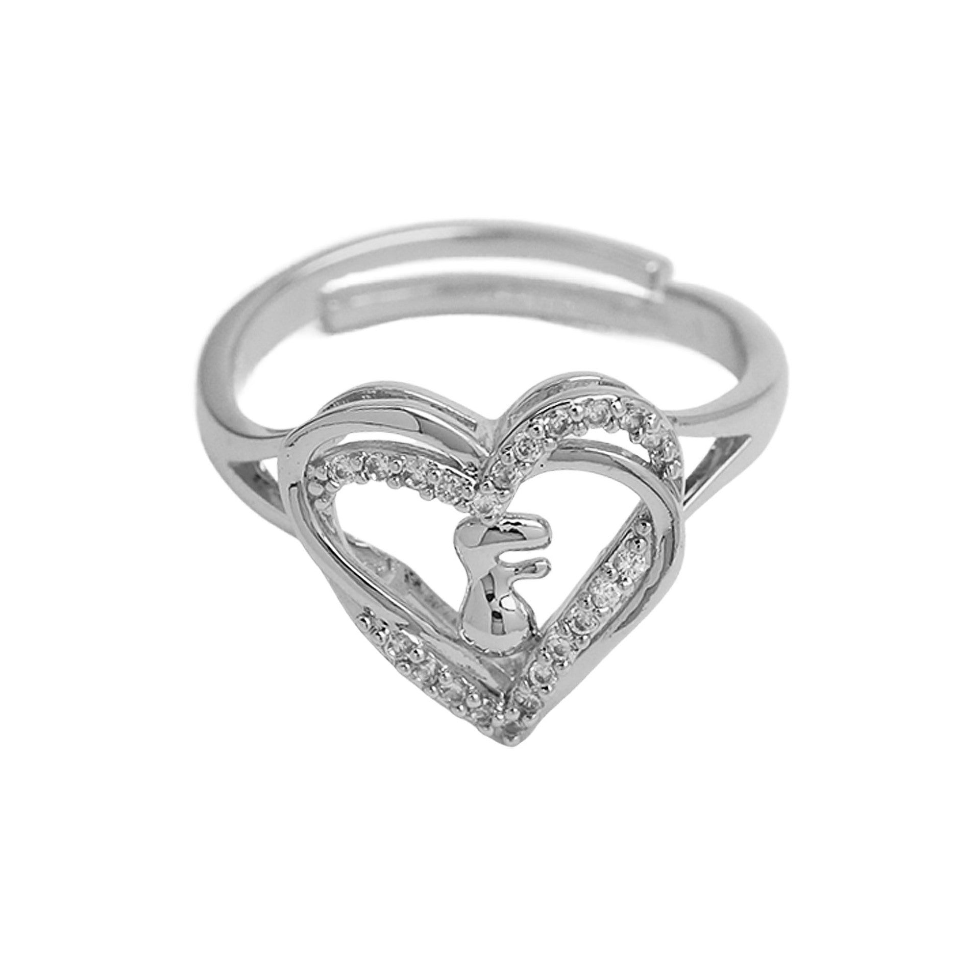 Wholesale silver love heart-shaped 26 English letters open heart women's ring