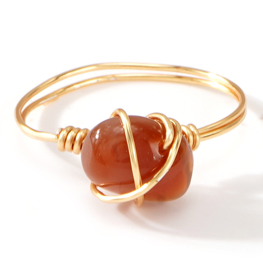 Wholesale Natural Stone Ring Light Luxury Elegant Niche Design Jewelry Accessory Gift